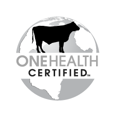 grayscale beef One Health Certified logo